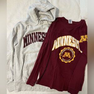 Minnesota Gophers Bundle! Minnesota gray hoodie. Minnesota maroon long sleeve.